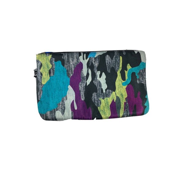 NWOT Terez Makeup‎ Bag Cosmetic Case Pouch Camo Gray Purple Colorful Zip Set 2 - Picture 3 of 6